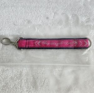 Thirty-One Hang It Up Pink Black Silver Girls Goals Cotton Key Fob Wristlet NWT